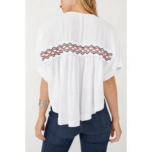 Free People Boho Oversized Market Embroidered Top